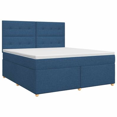 vidaXL Boxspringbett mit Matratze mit Kopfteil Blau 160 x 200 cm Stoff