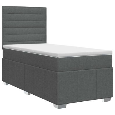 vidaXL Boxspringbett mit Matratze Dunkelgrau 80 x 200 cm Stoff
