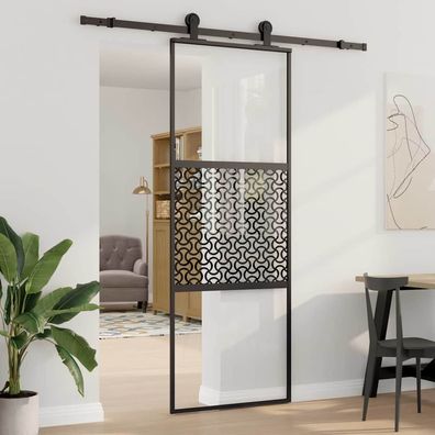 vidaXL Glastür Schwarz 76 x 2 x 205 cm Aluminium