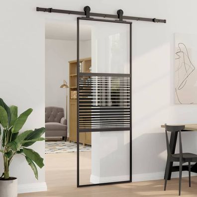 vidaXL Glastür Gestreift Schwarz 76 x 2 x 205 cm Aluminium