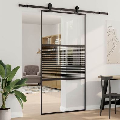 vidaXL Glastür Gestreift Schwarz 102,5 x 2 x 205 cm Aluminium