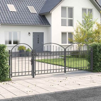 vidaXL Gartentor mit gewölbtem Oberteil ASSEN 4 x 1,25 m Stahl Grau