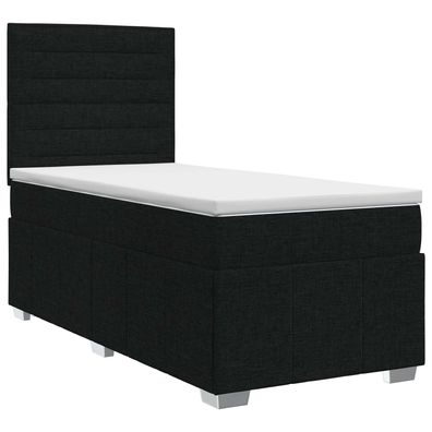 vidaXL Boxspringbett mit Matratze Schwarz 90 x 200 cm Stoff