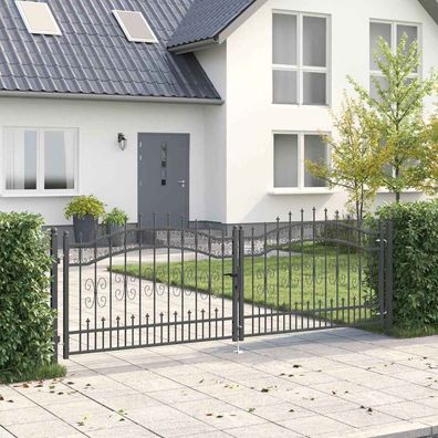 vidaXL Zauntor mit Speer-Top KAMPEN 305 x 100 cm Stahl Grau
