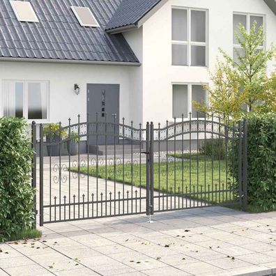 vidaXL Zauntor mit Speer-Top KAMPEN 305 x 125 cm Stahl Grau