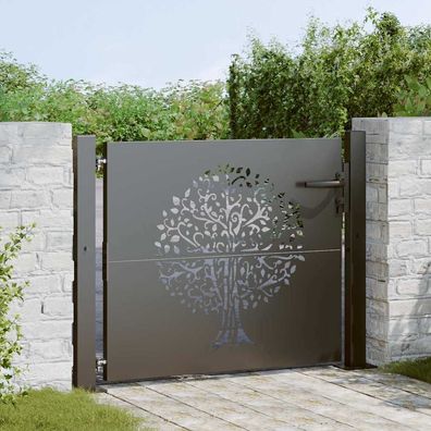 vidaXL Gartentor Schwarz 110 x 105 cm Pulverbeschichteter Stahl