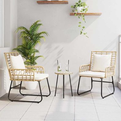 vidaXL Garten Essgruppe 3 pcs Braun und Creme Poly-Rattan
