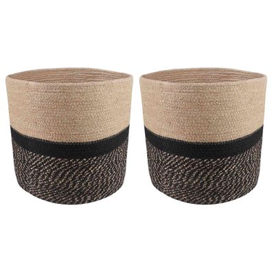 vidaXL Pflanztopfsatz 2 pcs Natürlich und Schwarz Ø 28 x 28 cm