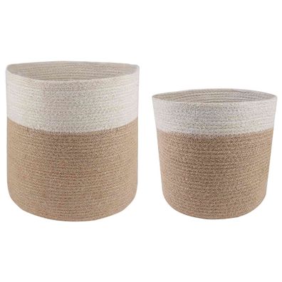vidaXL Pflanztopfsatz 2 pcs Natürlich und Weiß Ø 28 x 28 cm