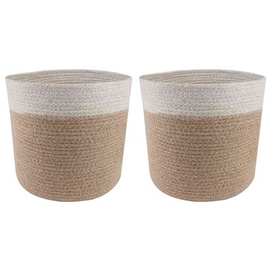 vidaXL Pflanztopfsatz 2 pcs Natürlich und Weiß Ø 21 x 21 cm