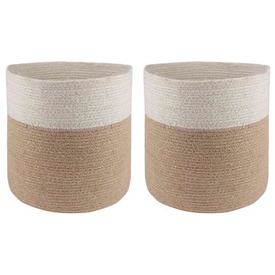 vidaXL Pflanztopfsatz 2 pcs Natürlich und Weiß Ø 28 x 28 cm
