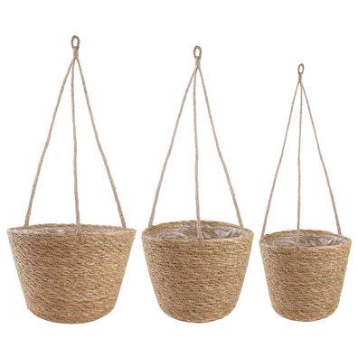 vidaXL Seegras Pflanzenkörbe 3 pcs Natur Ø26 x 19 cm 100% Seegras