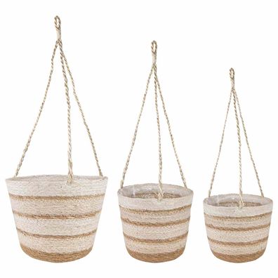 vidaXL Seegras Pflanzenkörbe 3 pcs Natürlich, Weiß und Beige