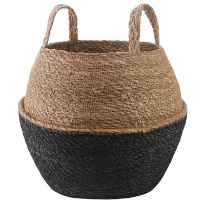 vidaXL Pflanzenkübel mit Griffen Schwarz Ø 32 x 32 cm 100% Seegras