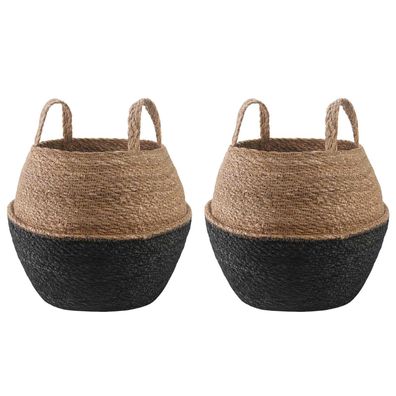 vidaXL Pflanzenkübel mit Griffen 2 pcs Schwarz Ø 32 x 32 cm