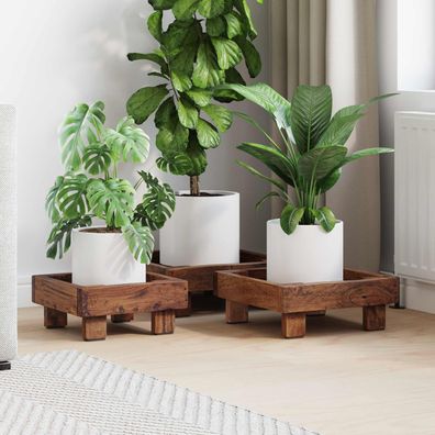 vidaXL Pflanzenständer 3 pcs Braun Mahagoni Holz