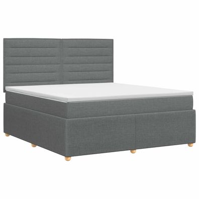 vidaXL Boxspringbett mit Matratze Dunkelgrau 160 x 200 cm Stoff
