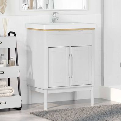 vidaXL Waschbeckenschrank mit Regal mit Tür FLORO Weiß 60 x 40 x 80 cm