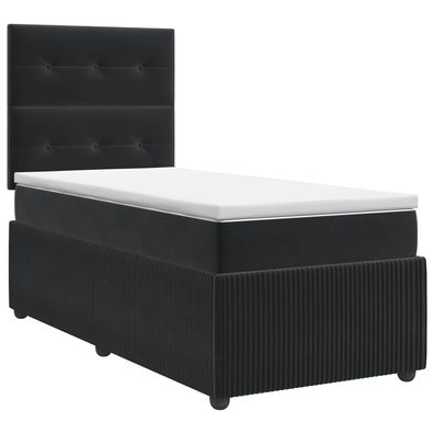vidaXL Boxspringbett mit Matratze Schwarz 90 x 200 cm Samt