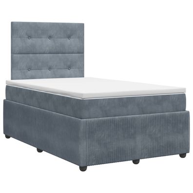 vidaXL Boxspringbett mit Matratze Dunkelgrau 120 x 200 cm Samt