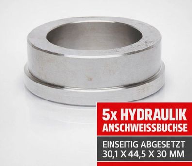 5x Hydraulik Anschweißbuchse einseitig abgesetzt 30,1x44,5x30mm ?AKTION?