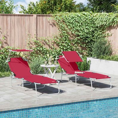 vidaXL Sonnenliege 2 pcs Rot 58 x 188 x 77cm Polyester