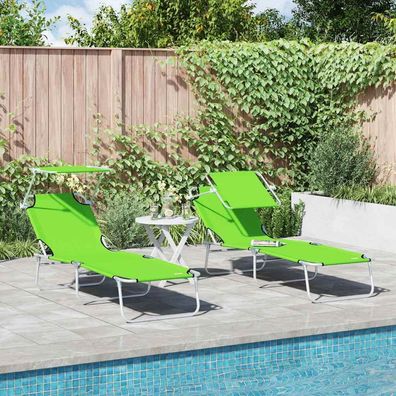 vidaXL Sonnenliege 2 pcs Grün 58 x 188 x 77cm Polyester