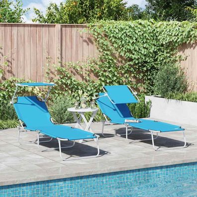 vidaXL Sonnenliege 2 pcs Helles Blau 58 x 188 x 77cm Polyester