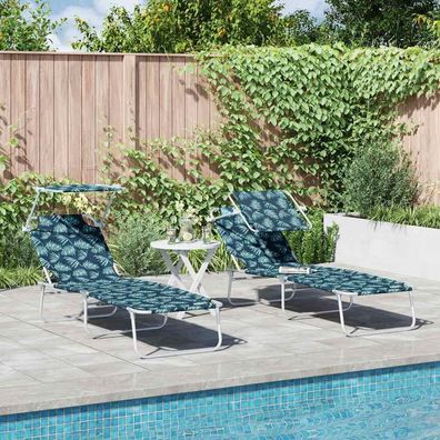 vidaXL Sonnenliege 2 pcs Grün 58 x 188 x 77cm Polyester