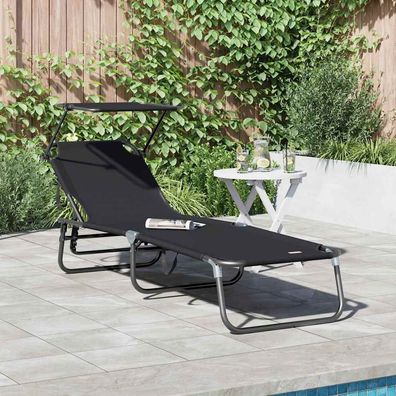 vidaXL Klappbare Sonnenliege Schwarz 190 x 57 x 81 cm Oxford