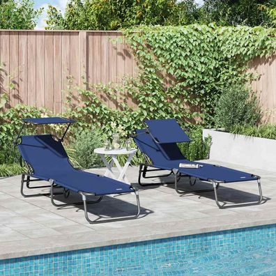 vidaXL Klappbare Sonnenliege 2 pcs Blau 190 x 57 x 81 cm Oxford