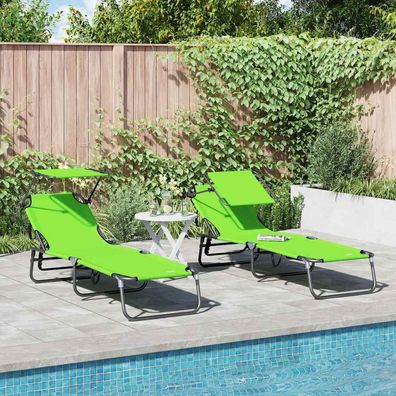 vidaXL Klappbare Sonnenliege 2 pcs Grün 190 x 57 x 81 cm Oxford