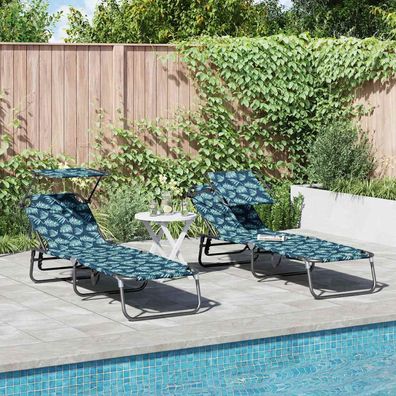 vidaXL Klappbare Sonnenliege 2 pcs Mehrfarbig 190 x 57 x 81 cm Oxford