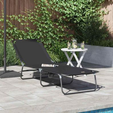 vidaXL Klappbare Sonnenliege Schwarz 188 x 57 x 86,5 cm Polyester