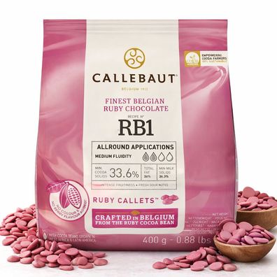 Callebaut Receipe RB2 - Ruby Kuvertüre Callets, 43,6% Kakao
