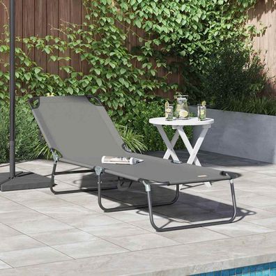 vidaXL Klappbare Sonnenliege Grau 188 x 57 x 86,5 cm Polyester