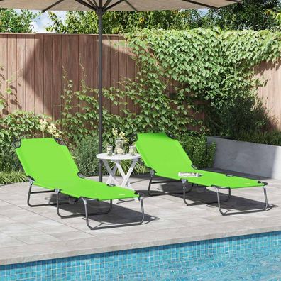 vidaXL Klappbare Sonnenliege 2 pcs Grün 188 x 57 x 86,5 cm Polyester