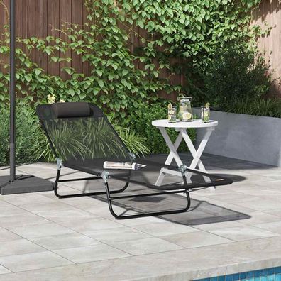 vidaXL Klappbare Sonnenliege Schwarz 182 x 55 x 85,5 cm Textilene