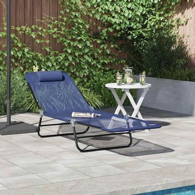 vidaXL Klappbare Sonnenliege Marineblau 182 x 55 x 85,5 cm Textilene