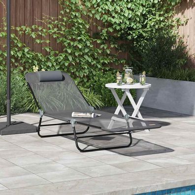 vidaXL Klappbare Sonnenliege Grau 182 x 55 x 85,5 cm Textilene