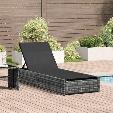 vidaXL Sonnenliege Grau 200,5 x 70 x 75 cm Poly-Rattan