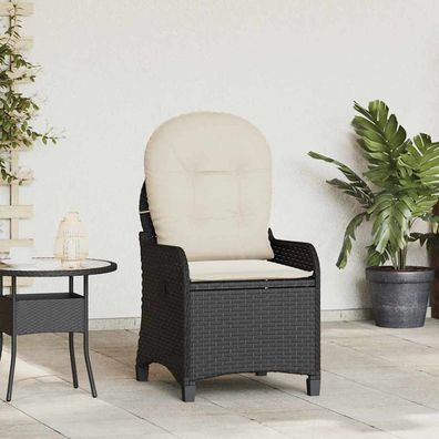 vidaXL Liegestuhl Schwarz Poly-Rattan