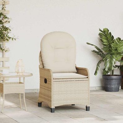 vidaXL Liegestuhl mit Kissen Beige 56 x 66 x 95 cm Poly-Rattan
