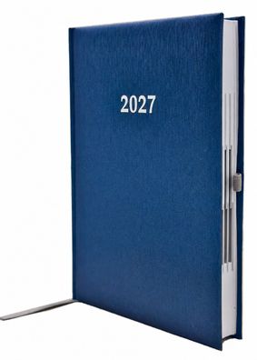 2027 ADINA Buchkalender Chefplaner A5 blau-metallic 1 Tag 1 Seite