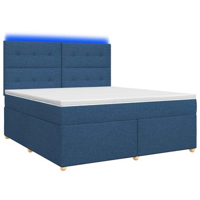 vidaXL Boxspringbett mit Matratze mit Kopfteil Blau 140 x 200 cm Stoff