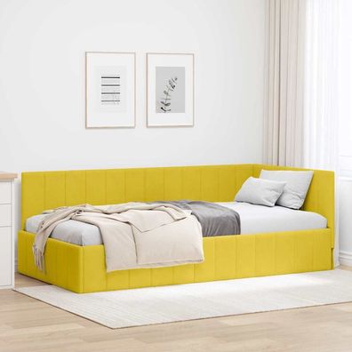 vidaXL Eckbettgestell mit Kopfteil Gelb 90 cm x 200 cm Samt