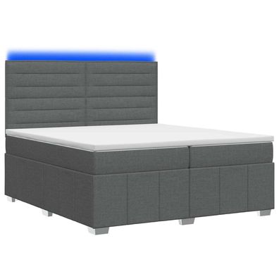 vidaXL LED Boxspringbett mit Matratze Dunkelgrau 200 x 200 cm Stoff