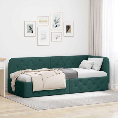 vidaXL Eckbettgestell Dunkelgrün 80 x 200 cm Stoff