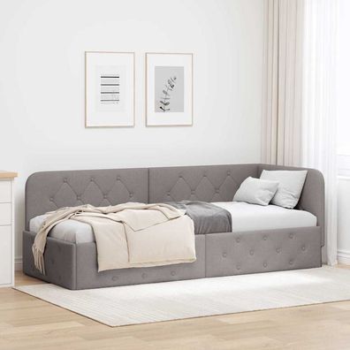 vidaXL Eckbettgestell Taupe 80 x 200 cm Stoff