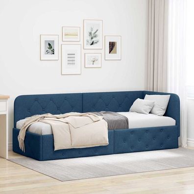 vidaXL Eckbettgestell Blau 80 x 200 cm Stoff